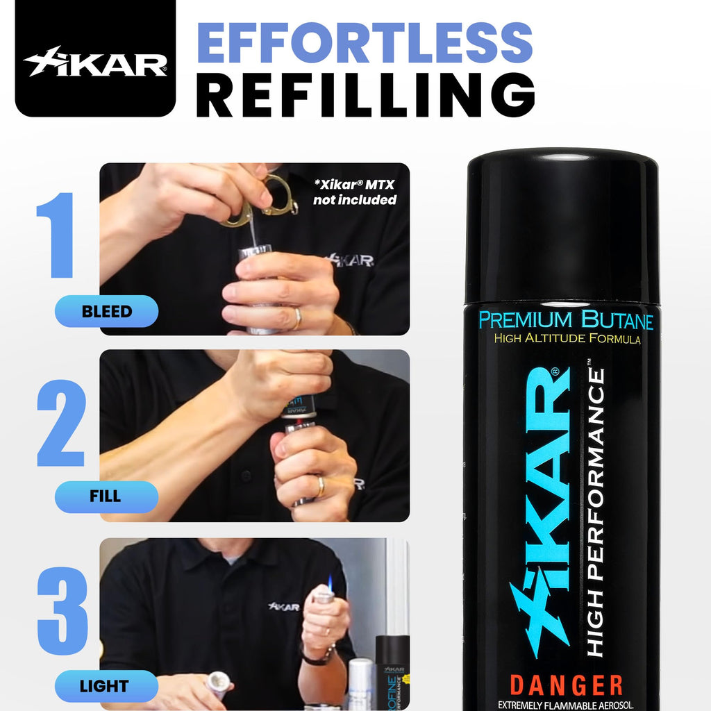 XIKAR PUROFINE Premium Butane Fuel Refill (400ml) 0 Impurities - Ultra Refined, Food Grade, Culinary Butane Refill for Torch & Lighter - Jet Flame Lighter Fuel & Kitchen Torch Refills (4 Pack/8oz)
