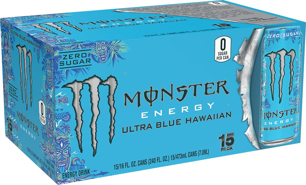Monster Energy Ultra Blue Hawaiian, Sugar Free Energy Drink, 16 Ounce