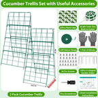 ROADPLUM 2 Pack Cucumber Trellis for Raised Garden Bed, Outdoor Sturdy Metal A-Frame Cucumber Trellis Support for Climbing Plants Vegetables with Accessories, Easy Installation & Easy Harvesting