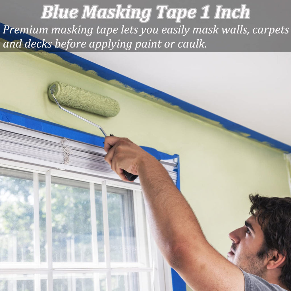 Blue Tape Painters Tape, 5 Rolls Premium General Purpose Masking Tape Painter's Tape (0.94-Inch x 60.1 Yards), Paint Tapes for Walls Painting, DIY Crafts, Arts, Decoration, Removes Easily, No Residue