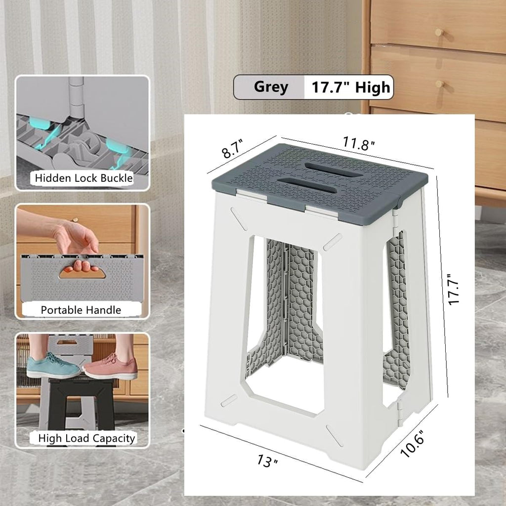 Fortable Bath Shower Safety Chair Seat, 17.7" High Anti-Slip Bench Bath tub Stool for Elderly or Seniors (ShowerChair Grey)