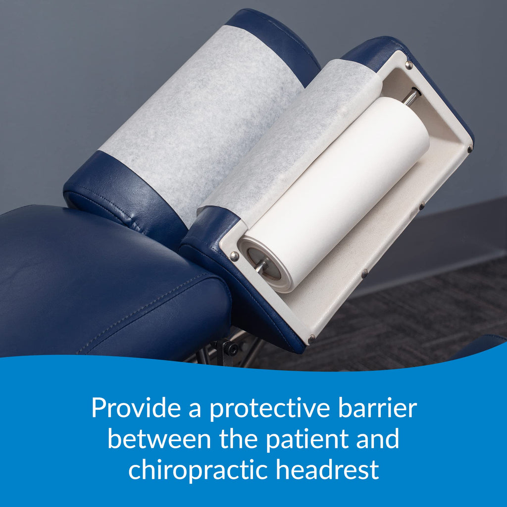 TIDI 618 Avalon Single-Use Chiropractic Headrest Paper Roll, White, 8.5” x 125’ (Pack of 25) ― Premium Crepe Paper ― Hygienic Barrier ― for Chiropractic Offices & More ― Medical Supplies