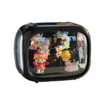 Display case for Figures with Light Adjustable Display Stand Clear Acrylic Display Box with Door Dust and Moisture Proof Suitable for Lego Collectibles Action Figures Pop Mart (Black)