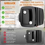 WELLUCK RV Door Lock Replacement with Paddle Deadbolt, 100% Metal Camper Door Latch Handle Lock, RV Entry Door Lock for Camper Horse Travel Trailer Cargo Hauler