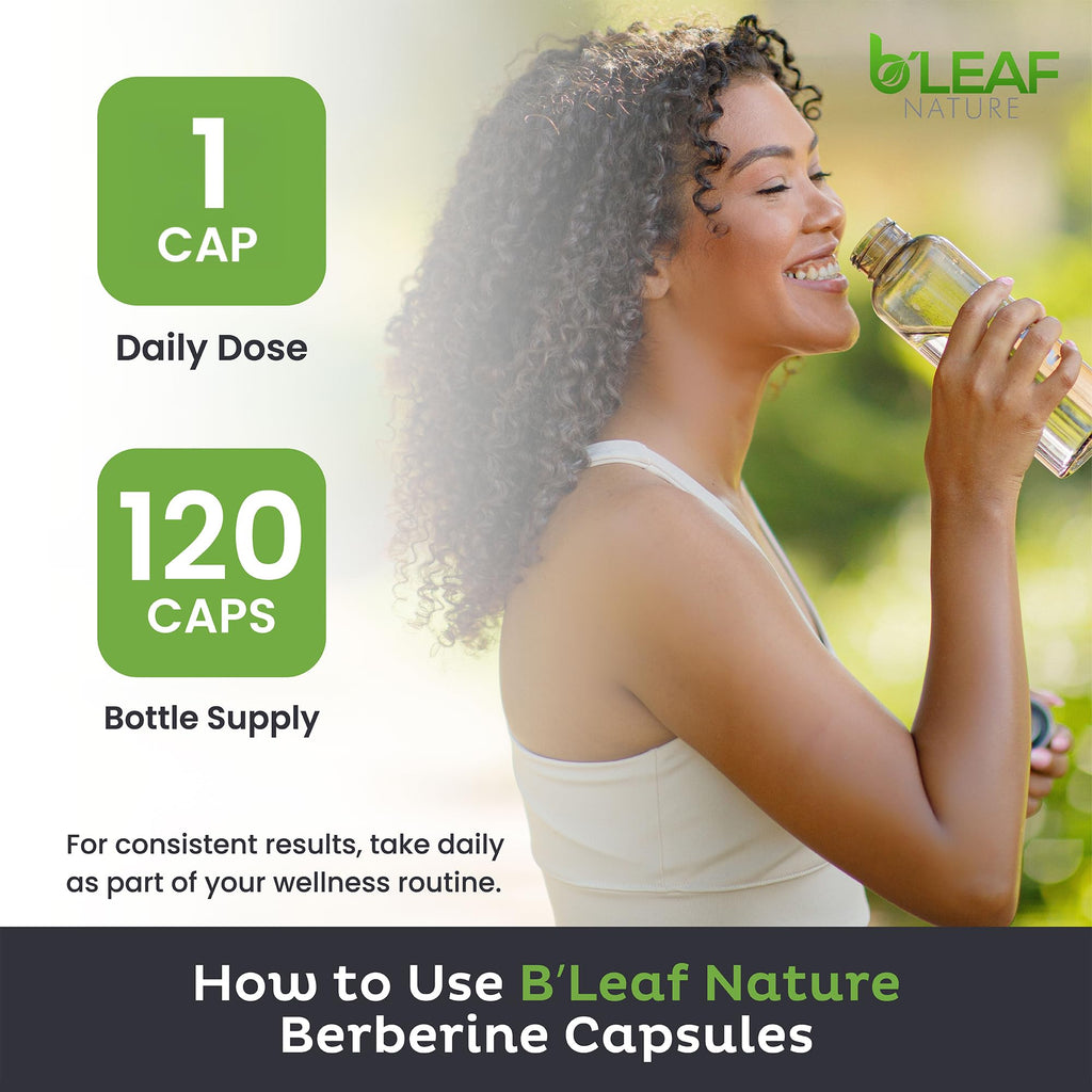 B’Leaf Nature Berberine Phytosome, 120 Capsules – 1100mg Berberine Supplement for Metabolic and Cardiovascular Support – Vegan, Gluten-Free, Non-GMO Berberine Phytosome Capsules for Immune Wellness