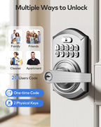 TEEHO TE004 Keyless Entry Keypad Door Lock with Handle - Smart Digital Electronic Lock for Interior Door with Anti-Peeping, Auto Lock & Passage Mode - Easy Installation - Satin Nickel