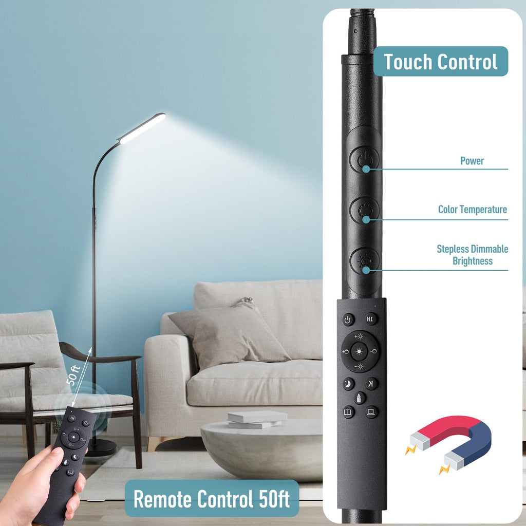 marctronic Floor Lamp 2 Pack, 18W 1800LM Bright LED Floor Lamp with 2 Remotes & Works with Smart Plug, Dimmable Timing Eye Caring Standing Reading Floor Lamps for Living Room Bedroom Office
