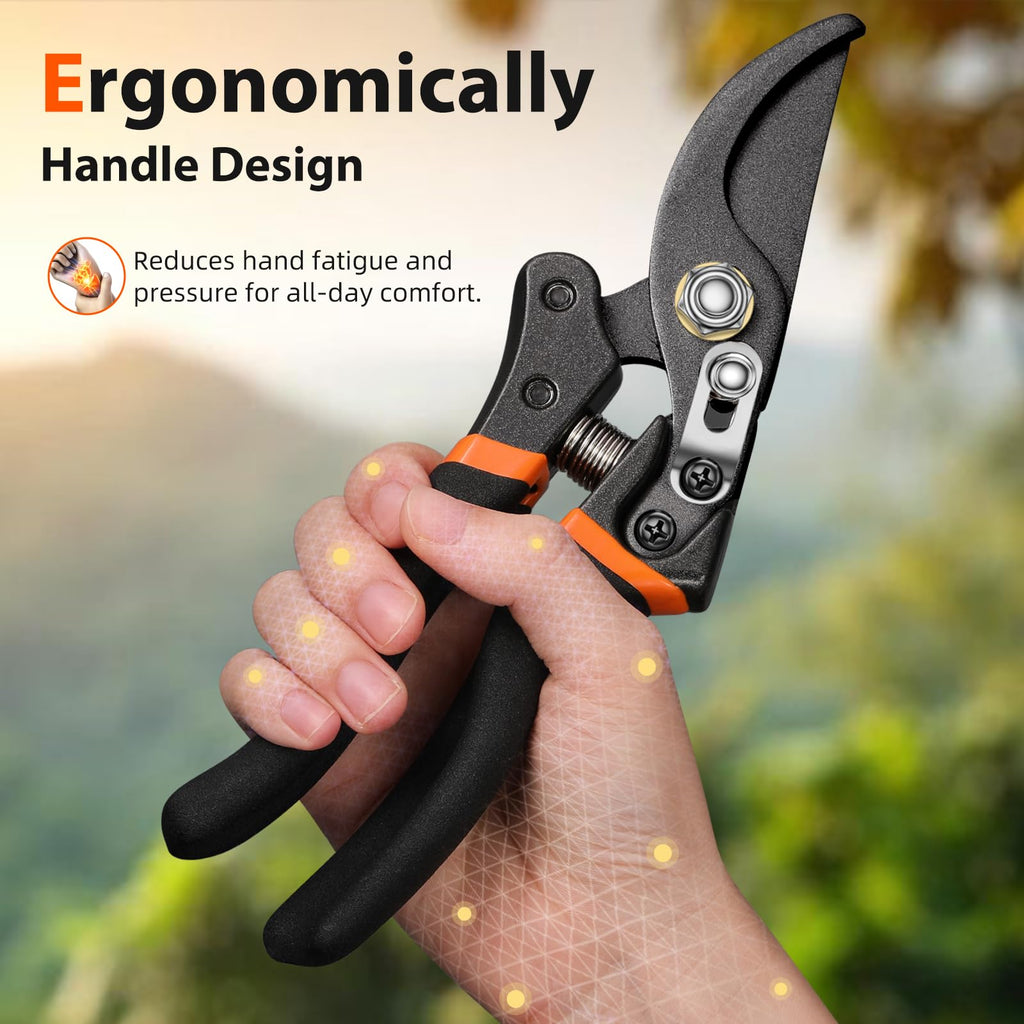 DECERK® Bypass Pruning Shears & Garden Snips for Cutting Stems & Branches