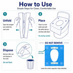 Umeida 50 Count Disposable Toilet Seat Covers, XL Waterproof Travel Pack, Center Strip Stays Attached, Adhesive Tabs, Individually Wrapped for Public Restrooms, Airplane, Kids and Adults