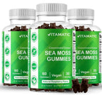 Vitamatic Irish Sea Moss Gummies with Bladderwrack & Burdock Root – Botanical Extract Supplement – Vegan, Non-GMO – 60 Count - 3 Pack