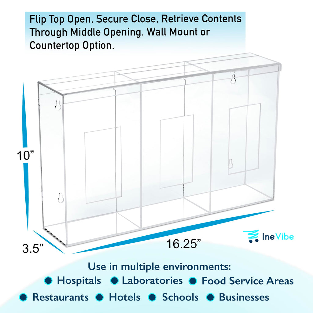 IneVibe 3 Compartment Hygiene Holder with Lid for Home or Office (Triple)