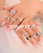 Rinfit Silicone Ring with Stone, Pear Cut CZ - Nude/RG, Size 7