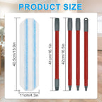 Mop Replacement Pads for Ocedar H2prO Flat Mop System, Mop Handle Mop Refills for O-Cedar H2pro Flat Mop System, Include 4 Pack Mop Pads and 4-Section Mop Handle for Ocedar H2 Pro Mop