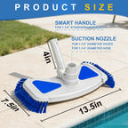 Weighted Pool Vacuum Head with Side Brushes, 13.5" Deluxe Manual Pool Cleaner Head, Fit for 1.25" and 1.5" Hose, Professional Cleaning All Surfaces for Above Ground & Inground Pools, Vinyl Liner Safe