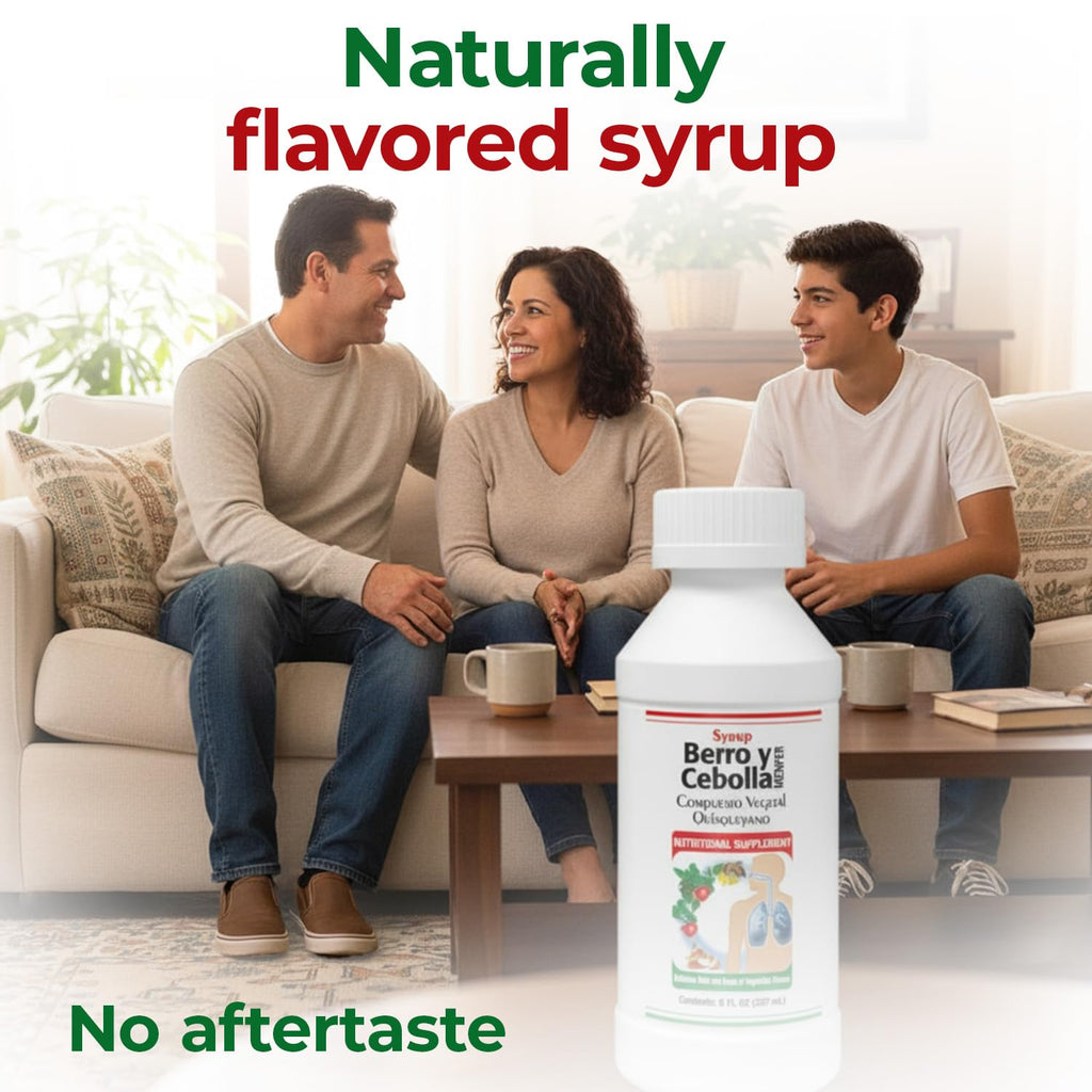Berro y Cebolla MENPER Immune Support Syrup with Vitamin D, Zinc & Natural Herbal Extracts – Eucalyptus, Honey, Onion, Garlic & More – Teens & Adult Wellness Formula – 8 Fl Oz Each | 2-Pack