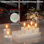 Rechargeable Flameless Tea Lights Candles with Charging Station Remote 6Pcs