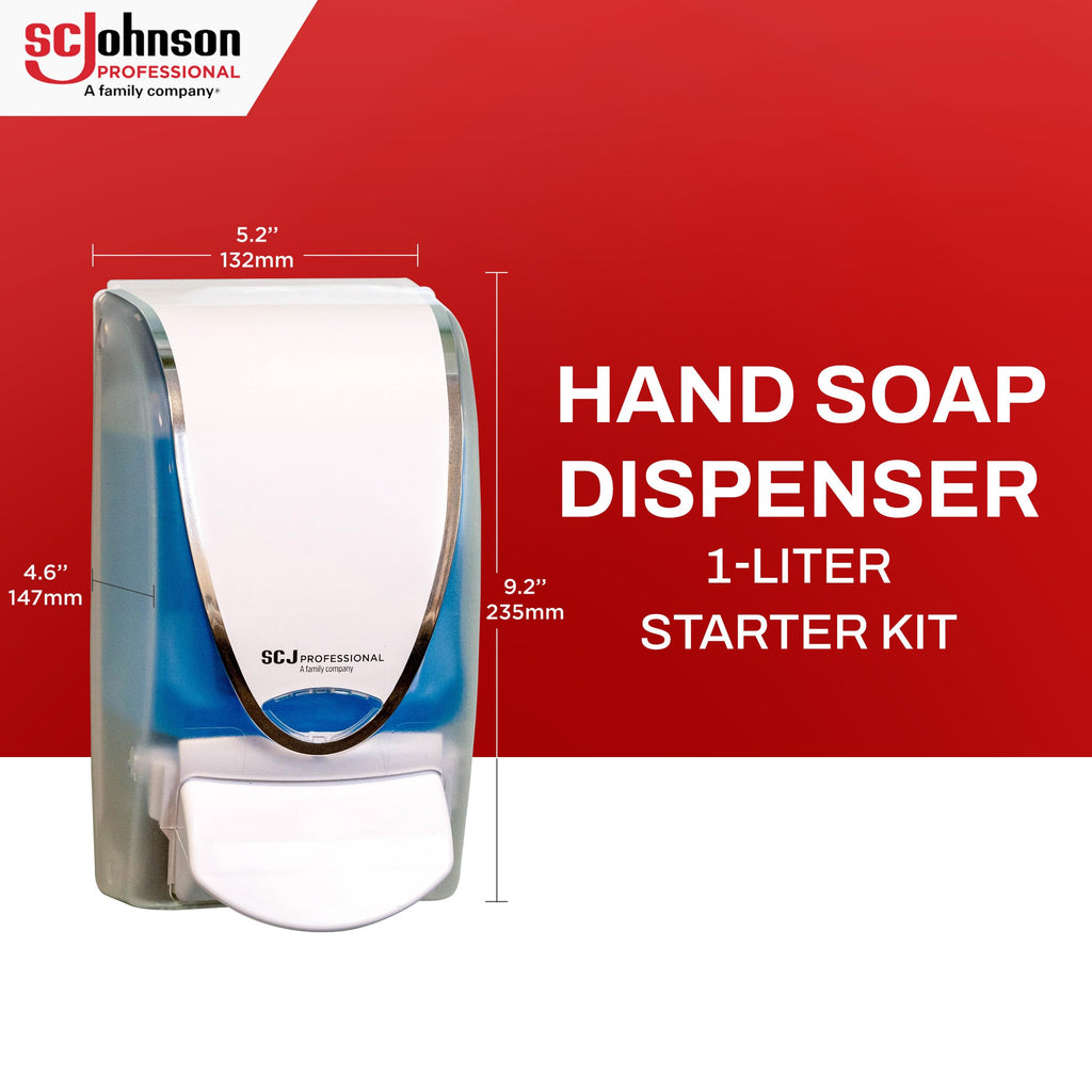 SC Johnson Professional Azure FOAM Dispenser and Refill Starter Kit, Wall Mount Soap Dispenser for Hand Soap, 1 Refresh Azure FOAM Hand Wash, 1 Liter Cartridge, 33.8 fl. oz., for Professional Use Only