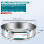 LVDALAB 304 Stainless Steel Mesh Lab Sieve, 2400 Mesh(0.005mm) Aperture Test Sieve, 7.9Inch(20cm) Diameter Economy Standard Analysis Sample Test Sieves for Industrial Laboratory Homes