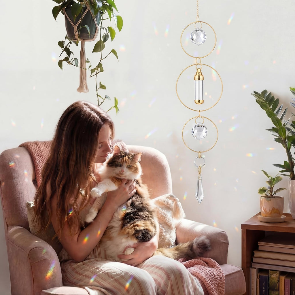 Yalikop Pet Memorial Urn Suncatcher Dog Cat Memorial Gifts,Ring