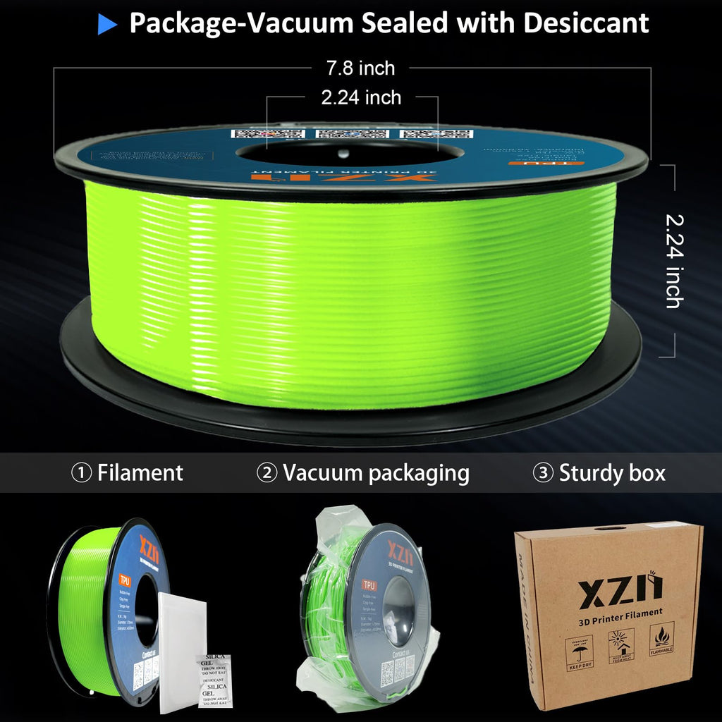 95A TPU Filament 1.75mm, Soft Flexible Consumables for 3D Printer, Dimensional Accuracy +/- 0.03 mm,1KG (2.2lbs) Spool (Green)