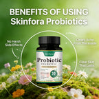 Probiotic Supplement for Skin & Gut Support, Daily Wellness Formula, Non-GMO, Vegan, 60 Capsules