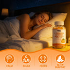 YXSW L-Theanine Gummies, Chewable L-Theanine Supplement for Adults & Kids 400mg with Ashwagandha, GABA, 5HTP for Relax, Zzz & Focus Support, Orange Flavor, 60 Counts