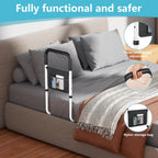 Hopelight Adjustable Bed Rail Support Handle with Storage Pouch, White and Black, Height Assist Safety Guard, Adjustable Bed Assist Rails for Seniors & Patients - Fits All Beds, Tool-Free Assembly