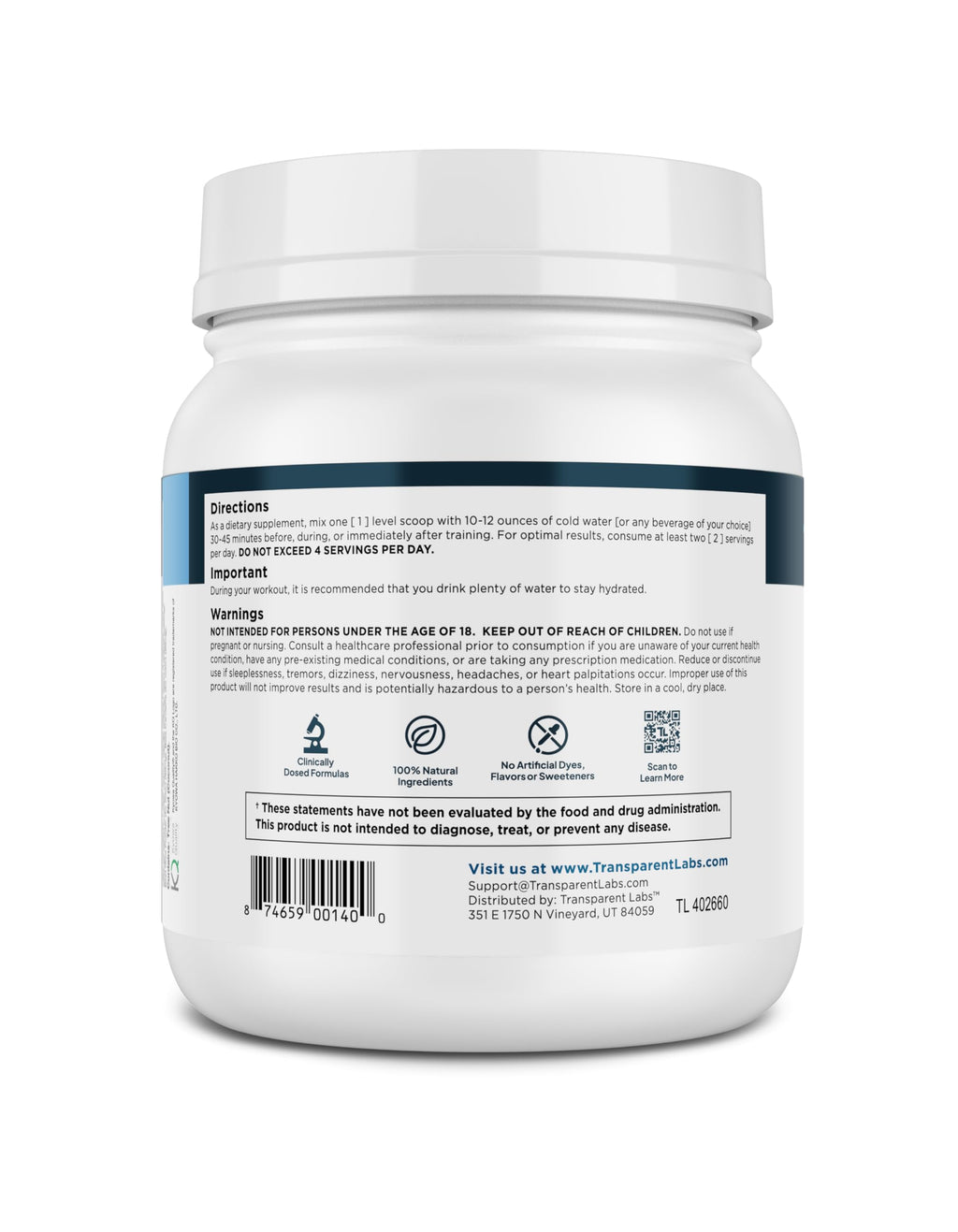 Transparent Labs BCAA Glutamine - 8000 Mg of BCAA Powder with L Glutamine for Post Workout Recovery, Muscle Growth, & Increased Endurance - 30 Servings, Tropical Punch