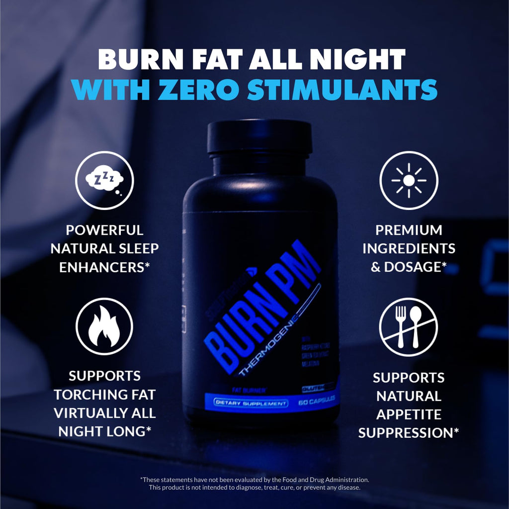 Sculpt Nation by V Shred Burn PM - Night Time Fat Burner - Appetite Suppressant and Weight Loss Support - Raspberry Ketones, Green Coffee Bean Extract, Melatonin - 60 Gluten Free Capsules