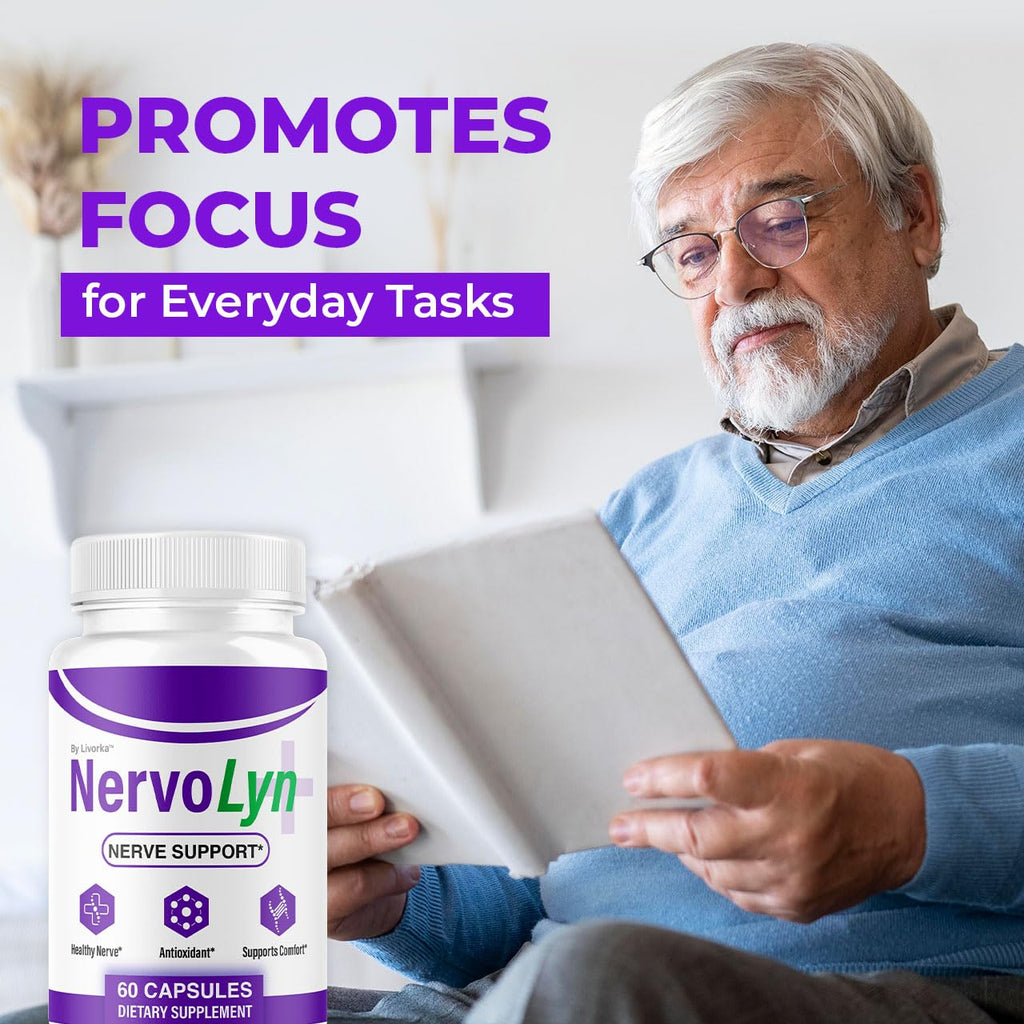 NervoLyn Capsules - Official Nervo Lyn Advanced Supplement Formula Nerve Health, Natural NervoLyn Brain & Memory Focus Vitamins Suppor for Overal Health & Wellness, 60 Capsules for 1 Month