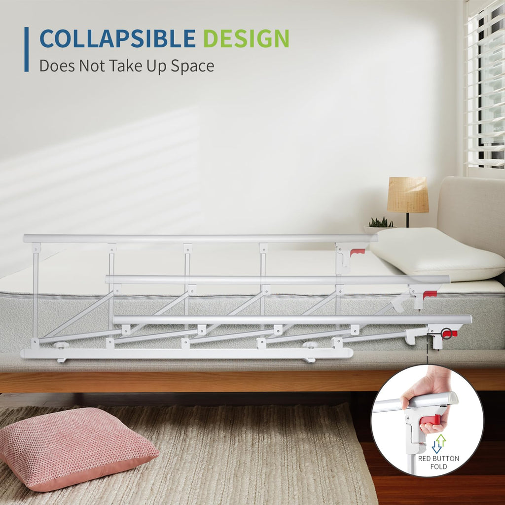 CanFord Bed Rails for Elderly Adults Safety, Folding Bed Assist Rail Handle for Seniors & Surgery Patients, Fall Prevention Safety Hand Guard Fit King, Queen, Full, Twin(Tool-Free Assembly), 48"x17.2"
