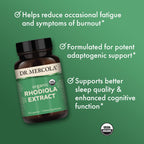Dr. Mercola Organic Rhodiola Extract - Adaptogenic Support - USDA Organic - Nervous System & Energy Support - Golden Root Herb Supplement - 30 Capsules