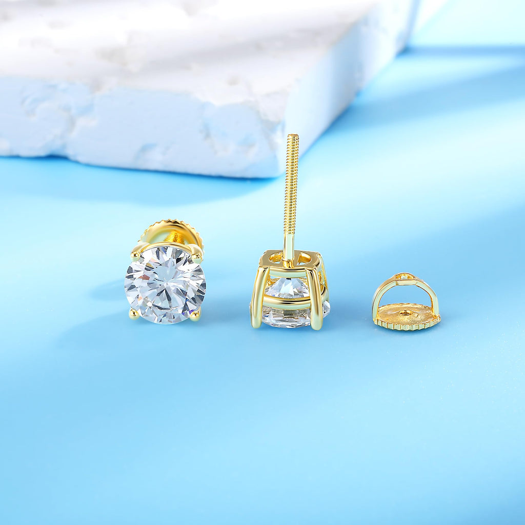 MDFUN Screw Back Stud Earrings for Women Men, 5 Pairs 3-7MM