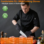 ANBOSON BBQ Gloves for Cooking Baking Grilling, 100 Count Disposable Nitrile Gloves and 4 Count Cotton Glove Liners Washable (10mil Nitrile, X-Large)