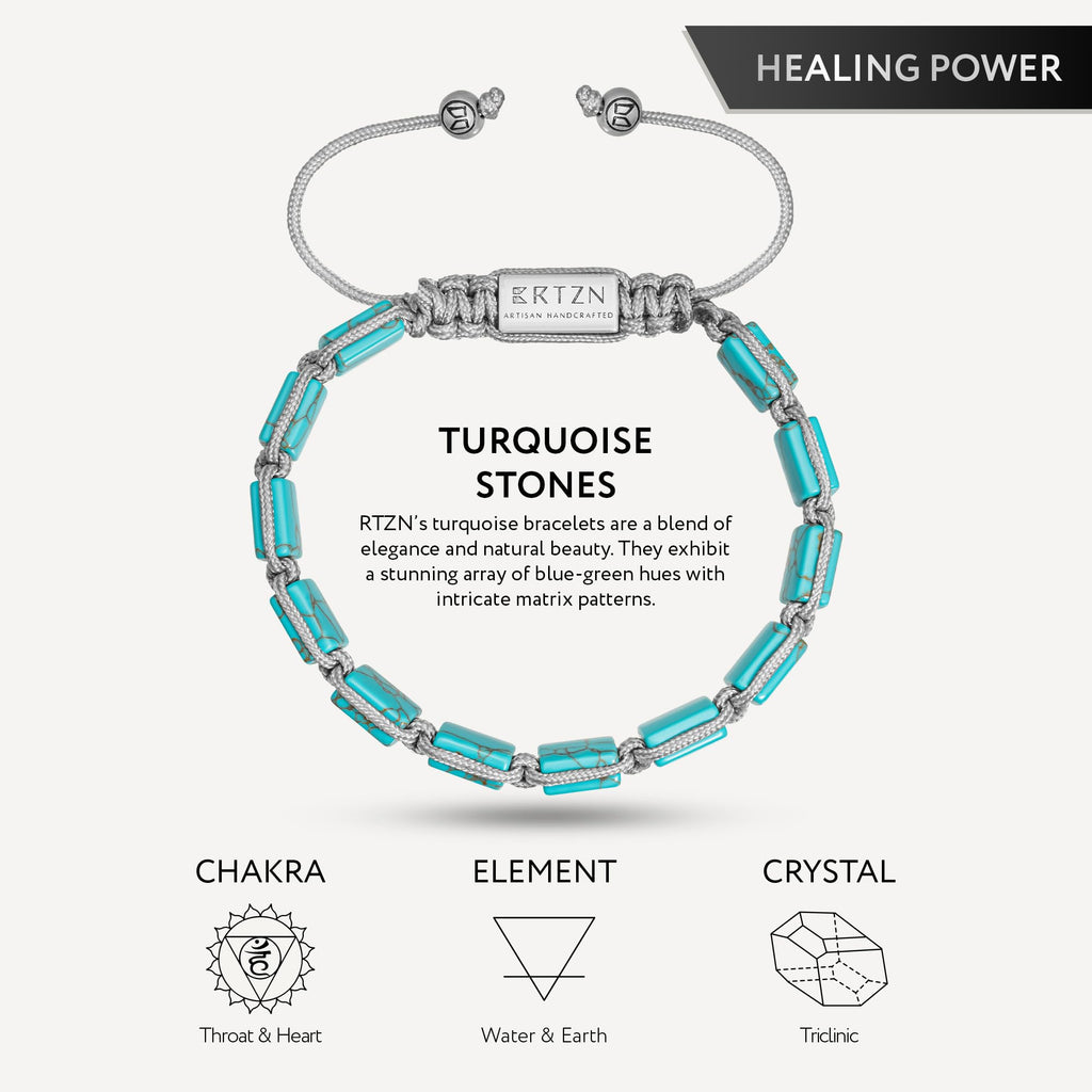 RTZN® Mens Turquoise Bracelet – Premium Handcrafted Western Turquoise Bracelets for Men And Women – 8MM Flat Bead Adjustable Turquoise Beaded Bracelet (Havana)