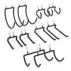 HUHOLE 10-Pack Heavy Duty Pegboard Hooks for Power Tools & Garage Organization, Vinyl-Coated Steel Drill Holders & Utility Hangers, Fits Standard 1/4" Pegboards (Black)