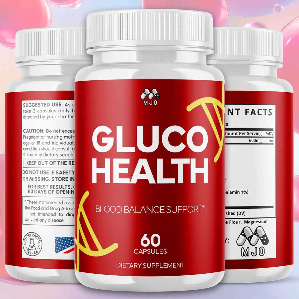 (2 Pack) Gluco Health Capsules, Official Glucohealth Support Pills with All Natural Ingredients, Advanced Gluco Health Formula Health Supplement with Maximum Strength Vitamin Formula (120 Capsules)