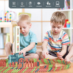 PREPHY Domino Train Toys Kids Games - Automatic Stacking Creative Game 3+ Year Old - Stem Montessori Toy for Boys 4-6 - Summer Autistic Christmas Birthday Gifts 5 6 Toddler Ages 4-8 180PCS