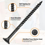 #10 x 3-1/2” Deck Screws, 500Pcs Star Drive Wood Screws, Rust Resistant Timber Screws for Timber/Log/Landscaping Wood, T25 Star Bit Included, Black