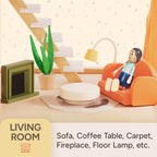 Giant bean 26 Pcs Large Wooden Dollhouse Furniture 5 Set for Kitchen, Living Room, Bedroom, Bathroom, Babyroom, Candy Dollhouse Accessories & Furniture Toy for Girls Boys Kids 3+