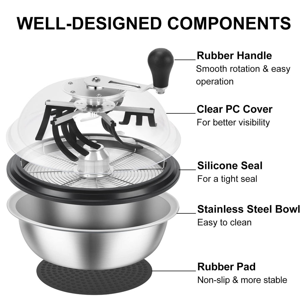 MELONFARM 13 inch Leaf Bowl Trimmer, Bowl Trimmer with Switchable Stainless Steel Blades & Clear Visibility Dome, Hand Twist Spin Cutting Bud Trimmer for Buds, Flowers, Hydroponics Plants