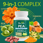 Liposomal Palmitoylethanolamide 2000MG + Luteolin 200MG + Turmeric 200MG & Fisetin 100MG, Micronized Pea 99% Highly Purified Enhanced Absorption Pea Supplement, 120 Capsules
