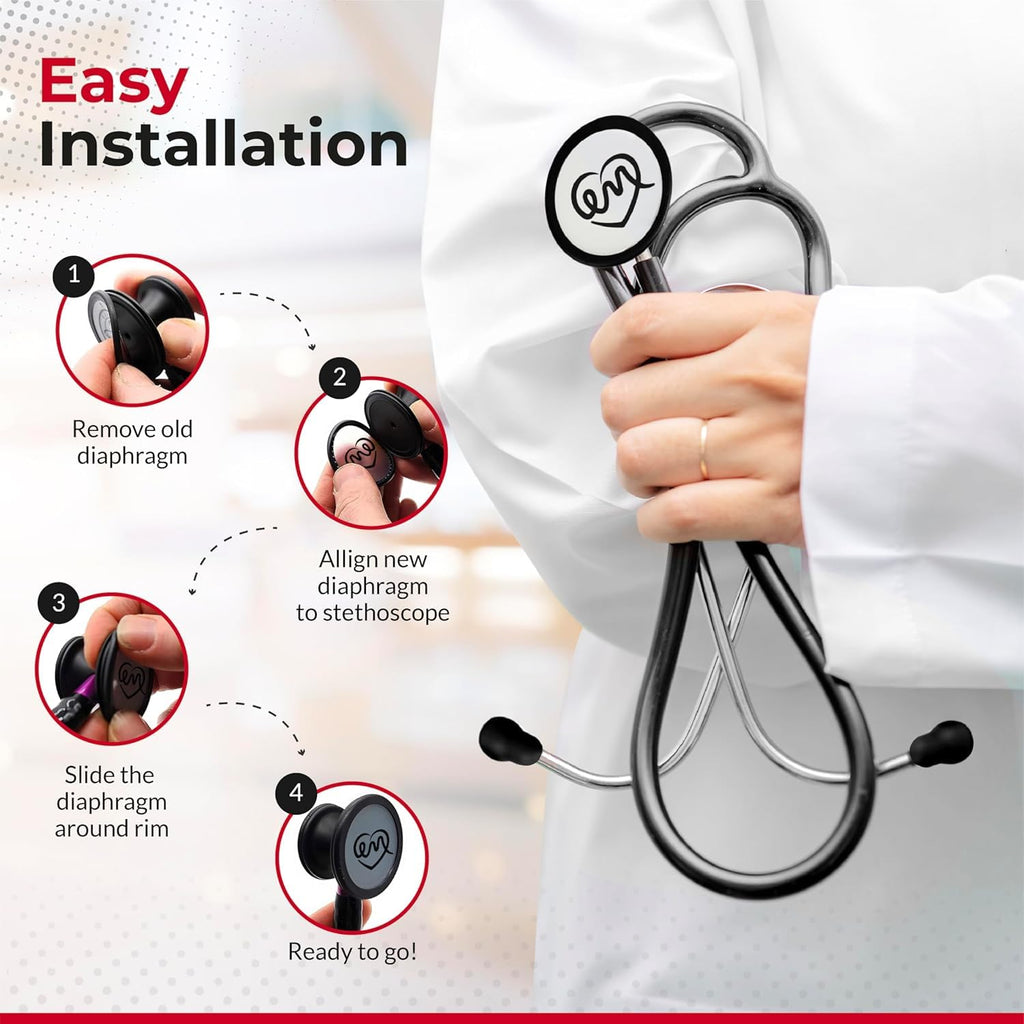 MotivatEM Stethoscope Replacement Part Kit for Littman Stethoscope Classic 3, Cardiology 3 & Cardiology 4 - Fits Classic III, Cardiology III & IV (Grey)