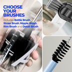 Holikme 6 Pack Bottle Brush 14" Stainless Steel Straw Cleaner Brush,Black
