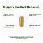DEAL SUPPLEMENT Slippery Elm Capsules – 300 Pills, Made with Organic Inner Bark Powder Extract – Natural Herb for Soothing Throat & Digestive Support – Non-GMO