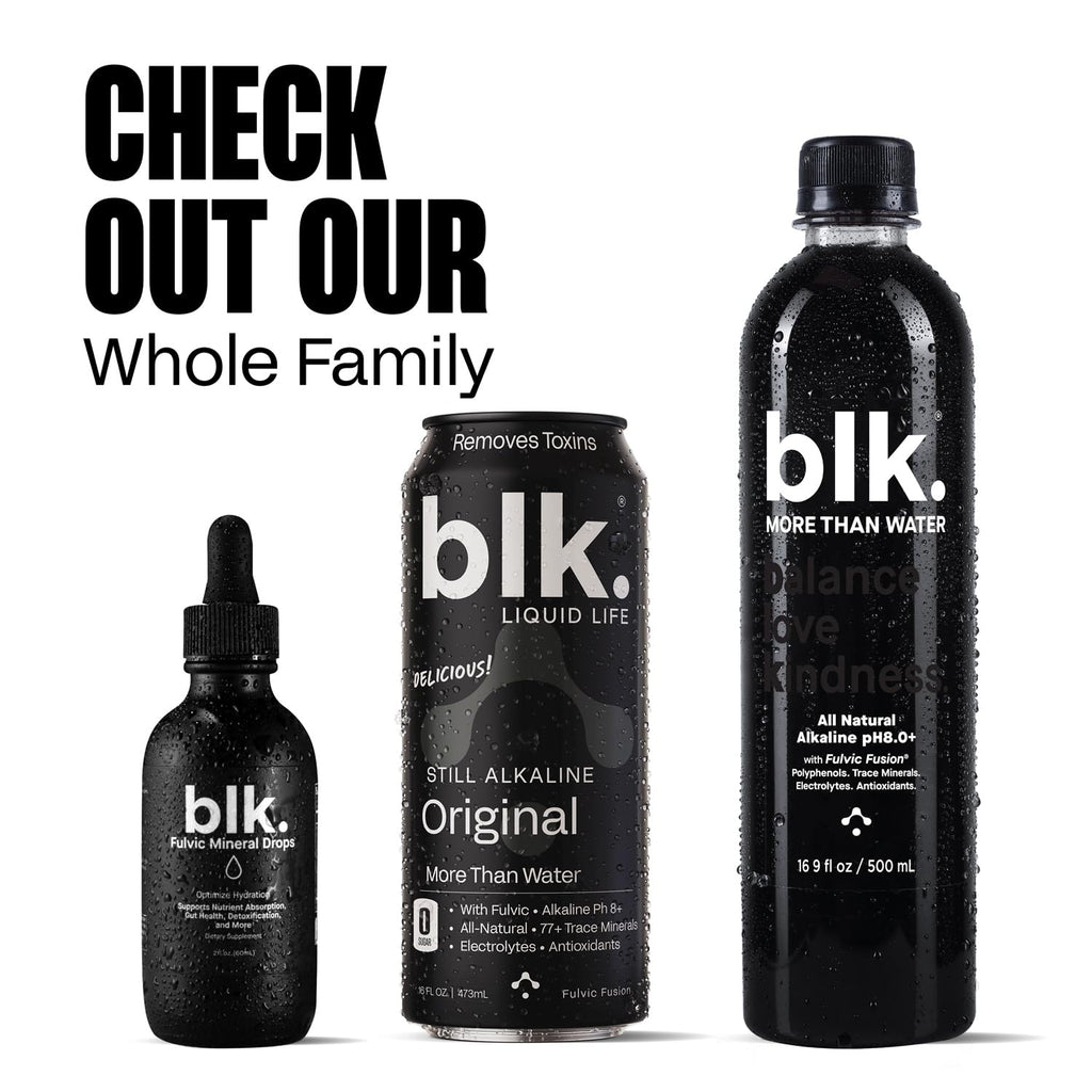 blk. PH 8+ Natural Mineral Alkaline Water Drops Electrolyte Infused with Fulvic and Amino Acids, Zero Sugar, 2oz., 3-Pack