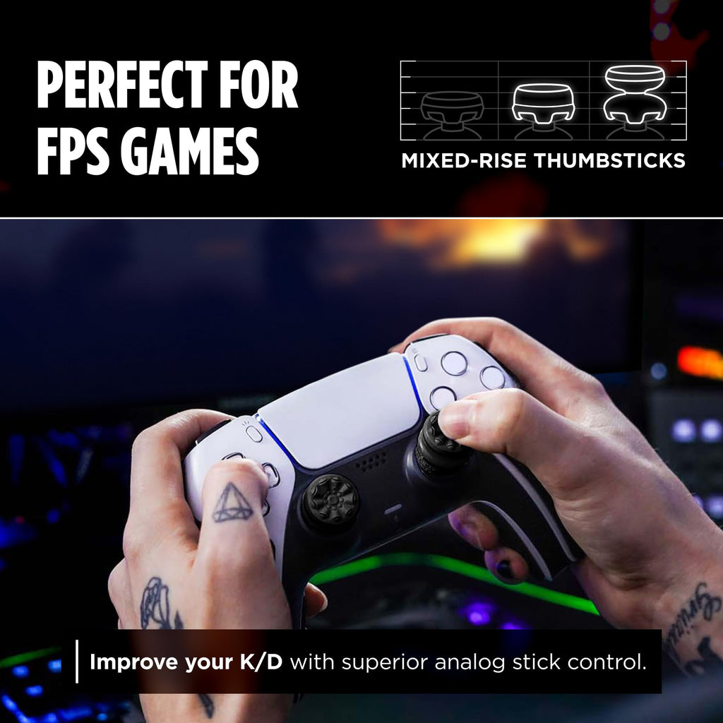 KontrolFreek FPS Freek Galaxy Black for PlayStation 4 (PS4) and PlayStation 5 (PS5) | Performance Thumbsticks | 1 High-Rise, 1 Mid-Rise | Black (Limited Edition)