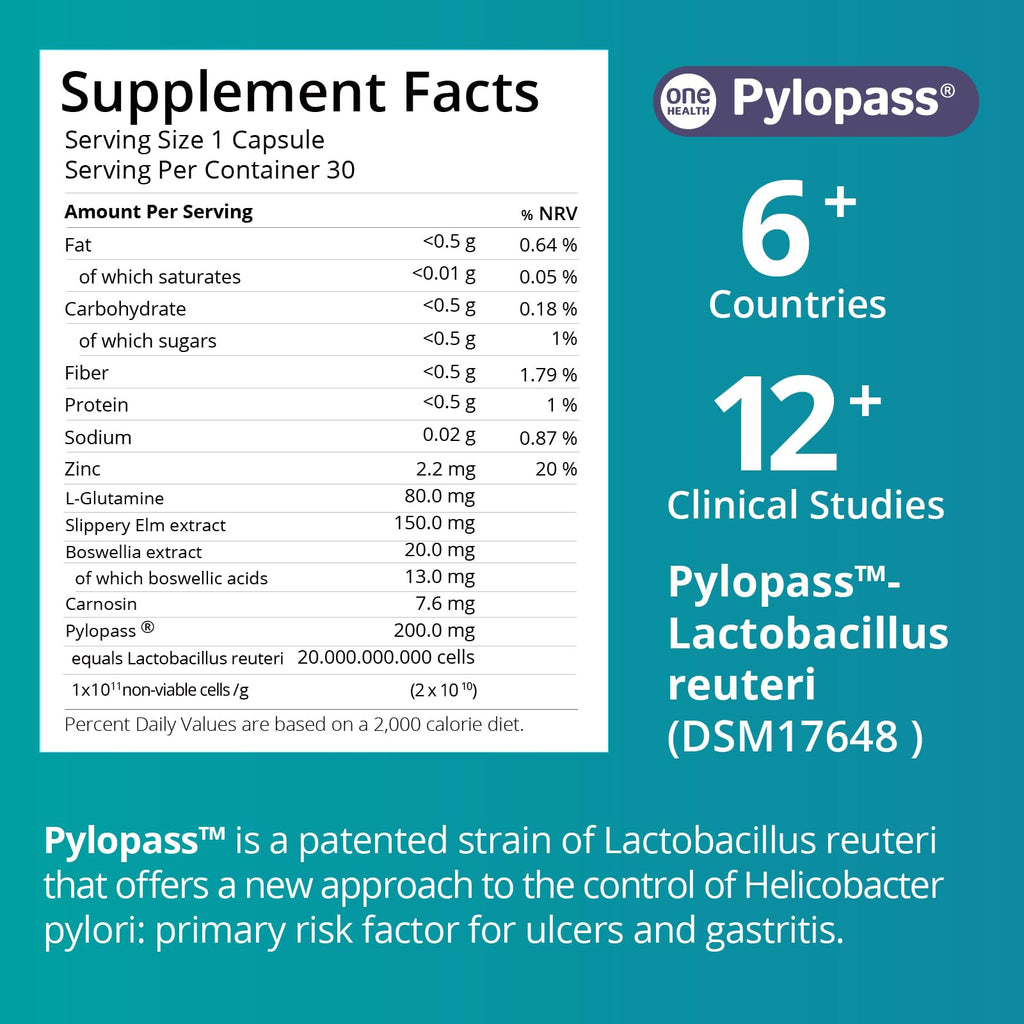 purmeo 4 Pack MagenVital Pylopass H. Pylori Probiotic Supplement - 1 Per Day - Gastritis, Acid Reflux, Heartburn, Stomach Lining Repair - Lactobacillus Reuteri DSM17648 - Made in Germany