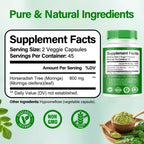 Bcuelov Moringa Capsules 2 Bottles | 800mg Pure Moringa Powder Capsules – Supports Energy, Immune Support, Gut Health, Green Superfood Contains Vitamins & Amino Acids