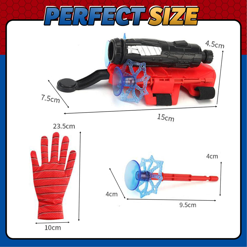 3 Sets Spider Web Shooters Halloween Party Favors Decorations for Kids Wrist Launcher Toys with Hero Gloves Auto Resetting Boards Spider Cape and Mask Cosplay Costume for Kids Birthday Party